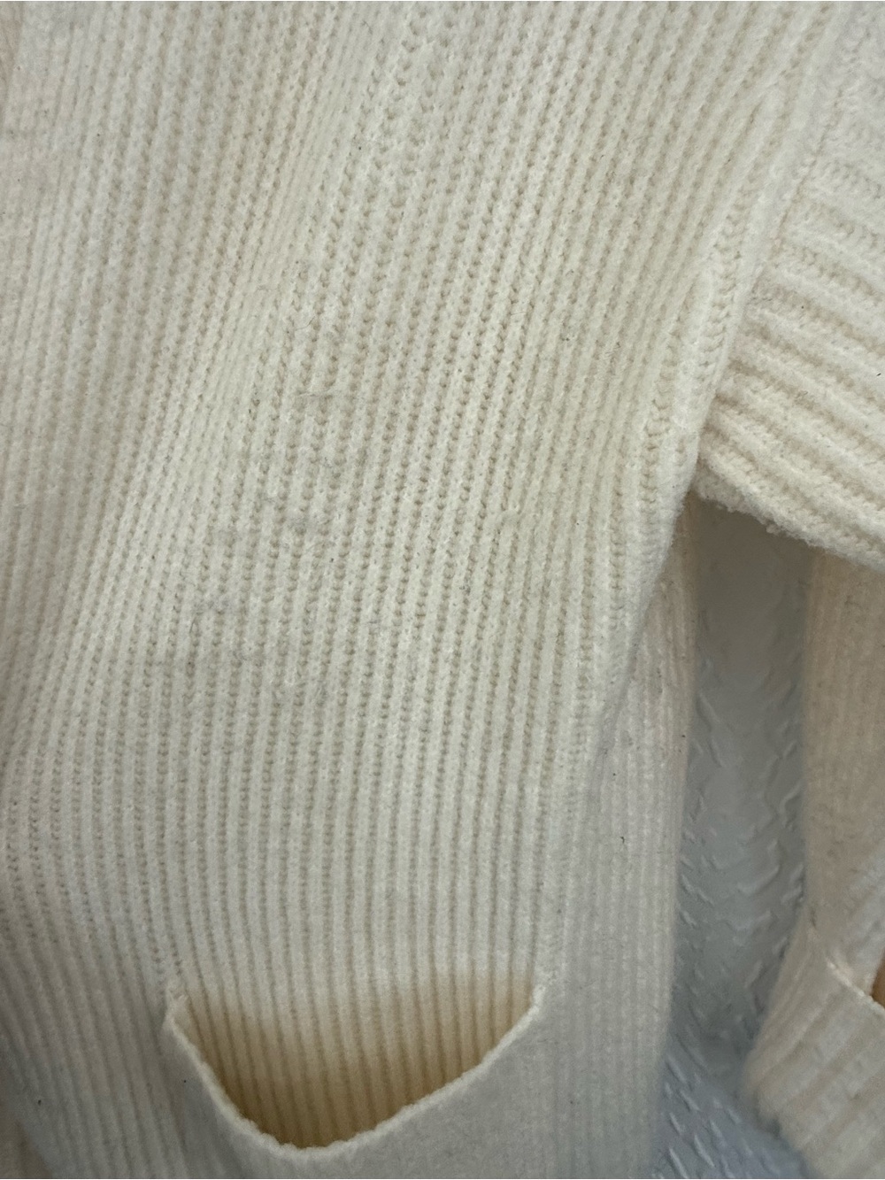 Abercrombie & Fitch Cream Ribbed Open-Front Long Robe - Picture 5 of 6